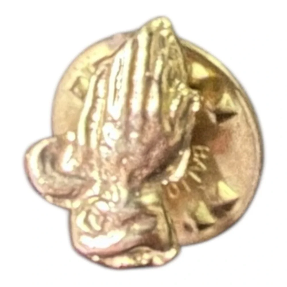 Angelic Religious Unbranded Lapel‎ Pin Set Gold Tone Cherub Praying Hands